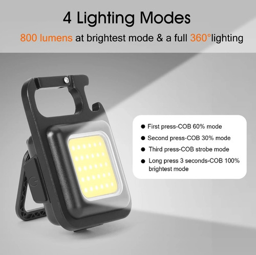 Mini Lanterna Led Recarregável Usb Chaveiro Abridor Ímã