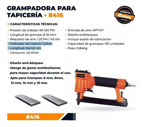 Engrampadora Neumatica Para Tapiceria Lusqtoff 8416 Grampa