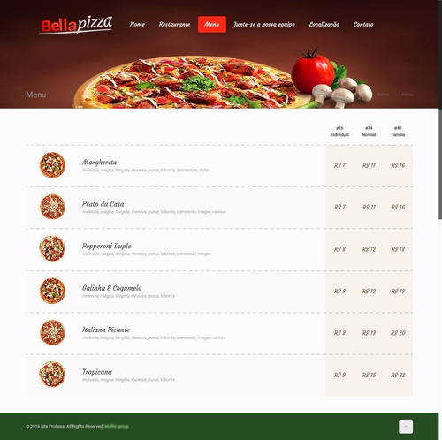 Site Para Pizzaria, Responsivo Pedidos On Line, Lanchonete