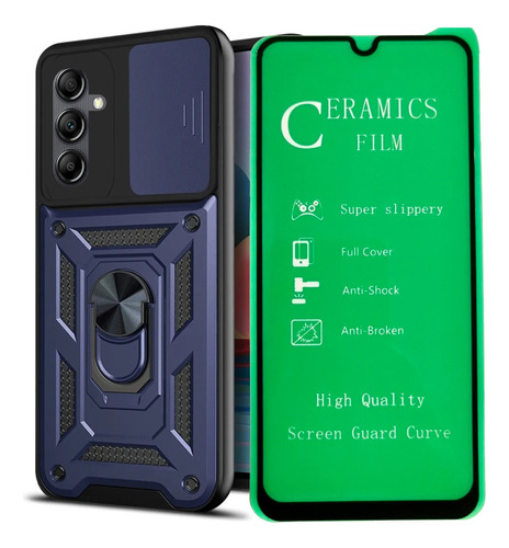 Funda Estuche Reforzada + Vidrio Cerámico Para Samsung S24