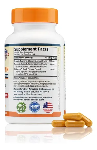 Curcumina Premium 1500 Mg Con Bioperine 90cap American Biosc