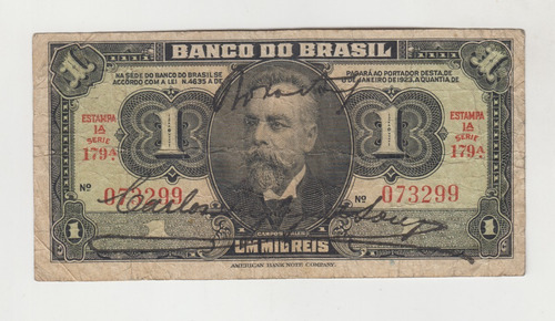 Billete Brasil Un Mil Reis Año 1923 Bueno +