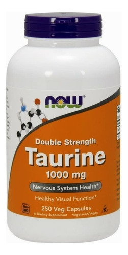 Taurina 1000mg Doble Fuerza 250caps, Now