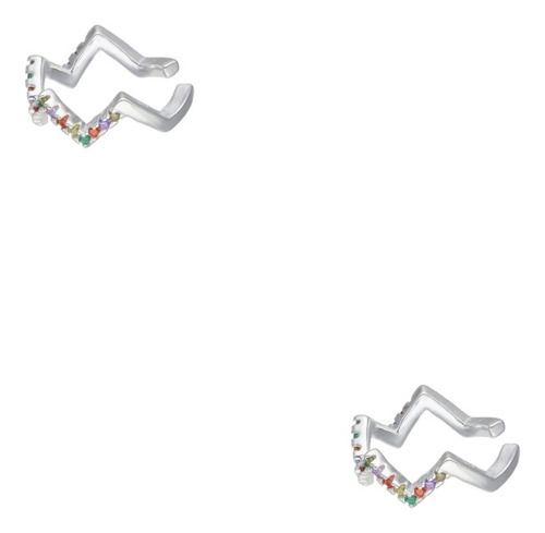 Aro Ear Cuff Zig Zag Circones Multicolor De Plata