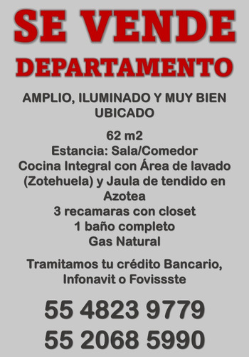 Departamento En Venta Excelente Ubicación 3 Recamaras 1 Baño
