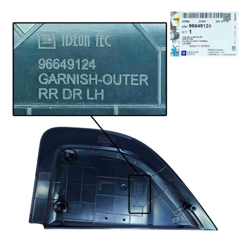 Imagen 7 de 9 de Tapa Externa Puerta Trasera Izquierda Aveo Lt Ls 2013 2014