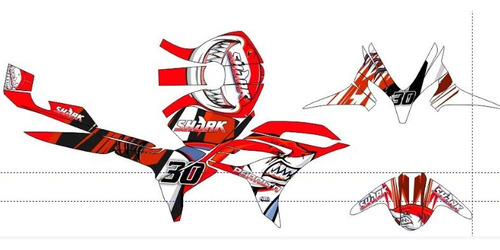 Stickers Para Defender Dinamik 200r Shark Rojo Original