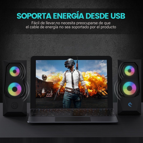 Imagen 7 de 7 de Bocina Para Usb K7 Altavoces De Pc Con Luz Led Cambio De Rgb
