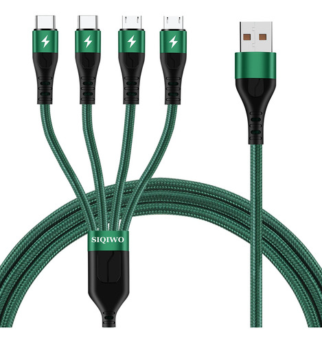 Cable De Carga Siqiwo Multi 4 En 1 De Nailon Trenzado De 1,2