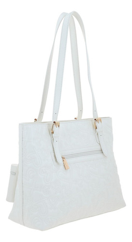 Bolso Para Dama Negra Gorétt Tipo Tote Amplia Color Blanco Diseño De La Tela Capitonado