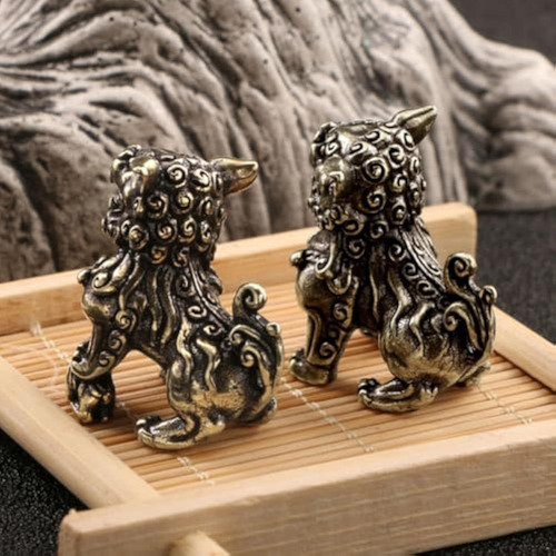 - Novo 1 Par De Estatuas De Leones Guardianes De Perros Fu
