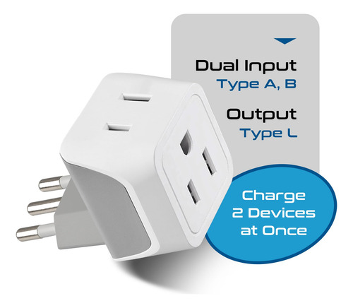 Adaptador De Enchufe De Viaje Ceptics Italia, Chile, Tipo L,