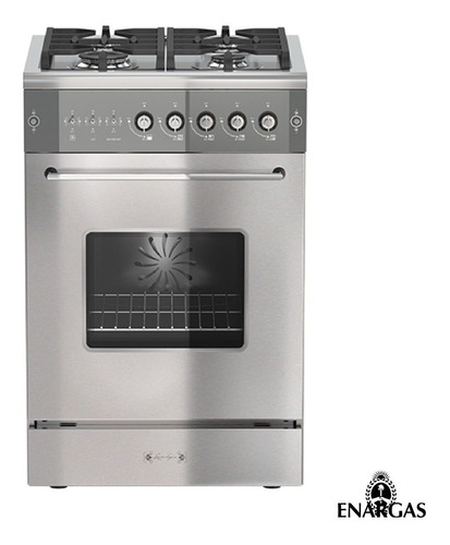 Cocina Luxor Gas Steel 550 Multigas 4 Hornallas Plateada