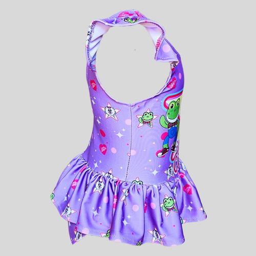 Traje De Baño Completo Niña Ropa Playa Rene Lara Rhenne Lila Full Print M 5-6 Años