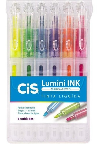 Marca Texto Tinta Líquida Cis Lumini Ink C/6 Cores