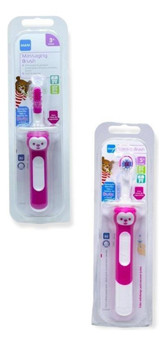 Kit 2 Escovas Mam Dentes Macia Infantil Bebes Massageadora