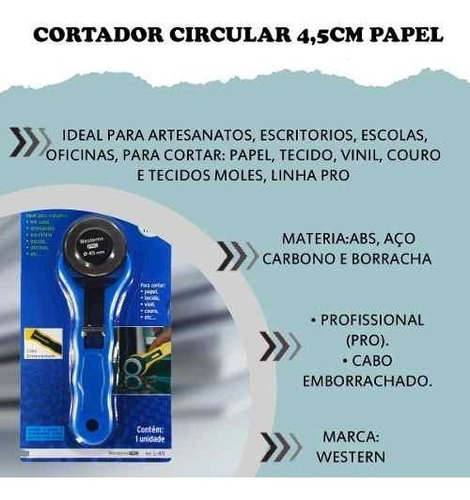 Cortador Circular 4,5 Cm Papel Tecido Couro Vinil Ferramenta