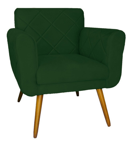 Poltrona Estofada Para Sala Comercial Isabella Suede Verde