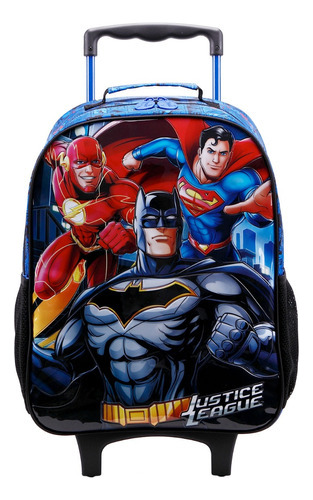 Mochila De Rodinhas Media Escolar Infantil Liga Da Justiça