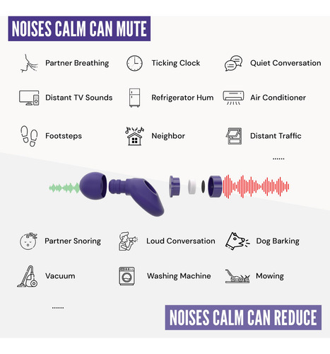 Tapones Para Dormir Calm Proteccion Oido Filtro 25db -morado