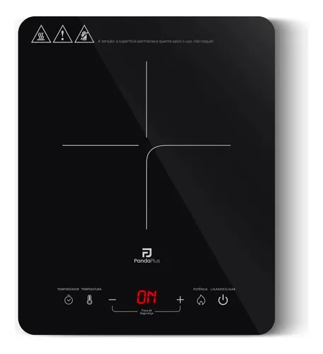 Cooktop Indução Portátil Panda Plus 1 Boca Bivolt com Painel Touch Preto