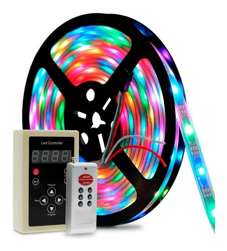 Fita Led 5m Digital 6803 Rgb Com Controle 133 Efeitos Ip67 Tensão De Operação