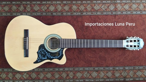 Guitarra Acustica Freeman Cuernas Nylon Negra Natural Azul 