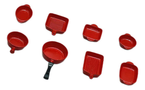 Accesorios De Cocina Para Casa De Muñecas En Rojo