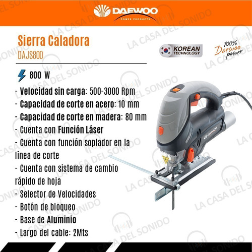 Imagen 7 de 7 de Sierra Caladora 800 W Daewoo Paralela Soplador Guia Laser !!