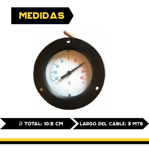 Termometro Analogico Con Bulbo Para Tablero -40 +40 300cm