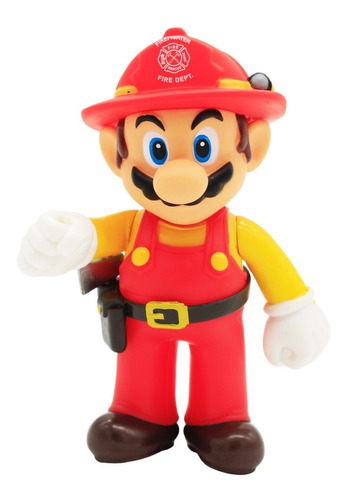 Figura Mario Bros Original - Mario Bombero 12cm - Detallada