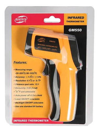 Pirómetro Benetech Industrial Infrarrojo Gm550 Digital Laser