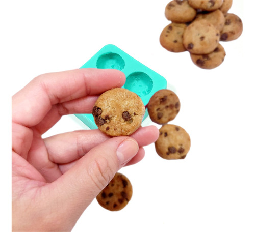 Chocolate Chips Cookie 4 Cavities Silicone Mold | Soap | Ca.