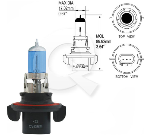 Faro Bombillo Halogeno H13 (9008) 12v 60/55w Luz Dia