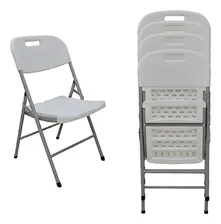 Set De 4 Sillas Plegables Reforzadas Styrka Blancas Blanco Silla Plegable