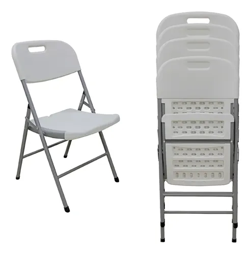 Set De 4 Sillas Plegables Reforzadas Styrka Blancas Blanco Silla Plegable