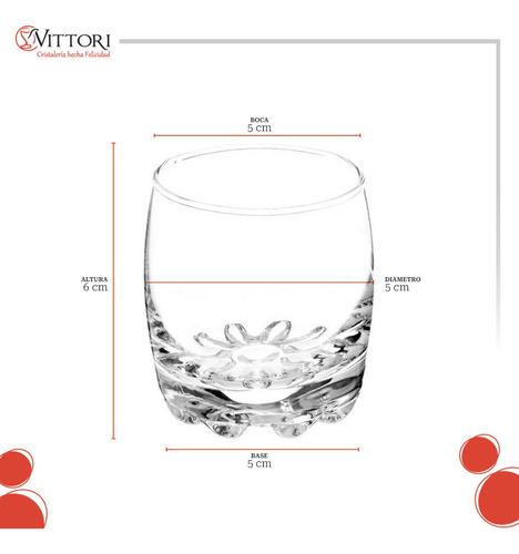 Set 6 Vasos Tequileros Shot Muela Vidrio De 70 Ml Caballito Color Transparente