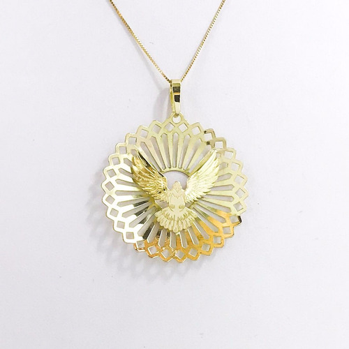 Pingente Mandala Pomba Paz Divino Espirito Santo Gg Ouro 18k