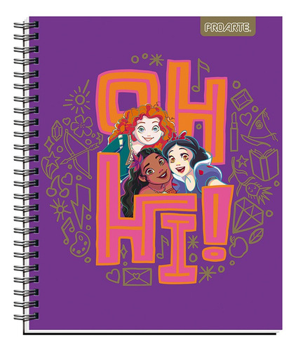 Cuaderno Universitario Princesas Disney Oh Hi 100hojas 7mm