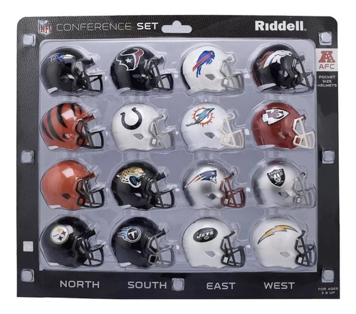 Set Mini Cascos Nfl Riddell Conferencia Americana 16 Pzas