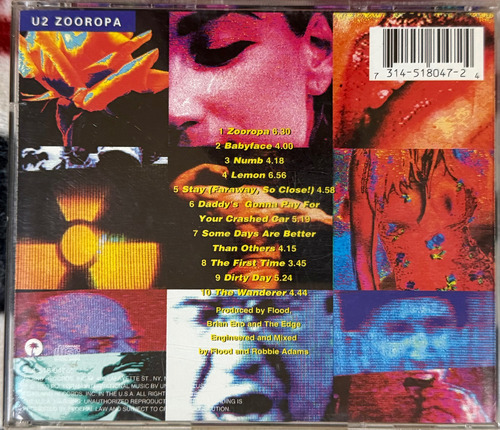 Cd U2 Zooropa + Boleto The Zoo Tv Tour Primera Edición (Usado)