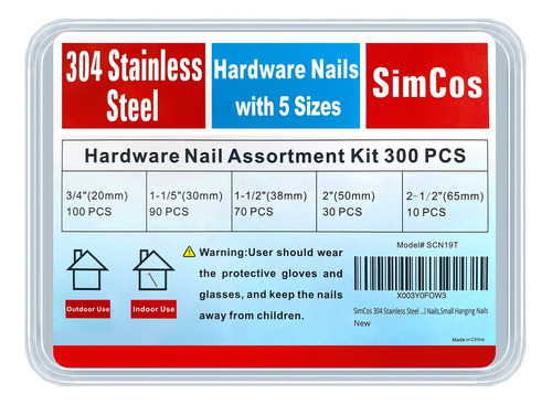 Simcos Hardware Nails - Unas De Acero Inoxidable 304 (3/4 Pu