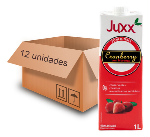 Imagem 1 de 5 de 12x Suco De Cranberry Com Morango Juxx 1l