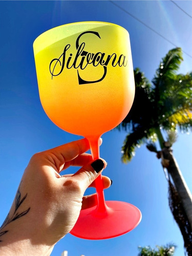 50 Taça Gin Sunset Neon Personalizadas 600ml Degradê Fr/v