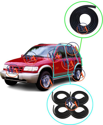 Kit Borrachas Portas E Porta Malas Kia Sportage Ate 2003 4p: