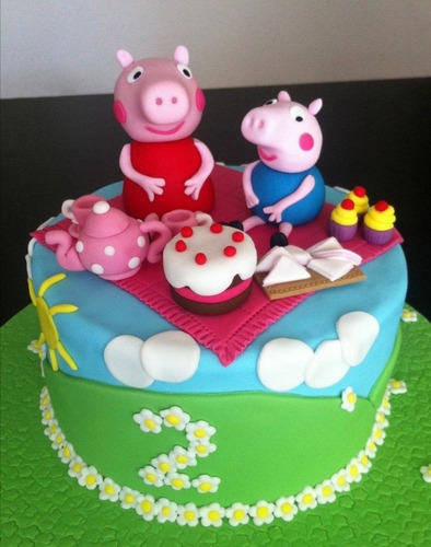 Adorno De Torta Temática Peppa Pig 6 Pzas.en Porcelana