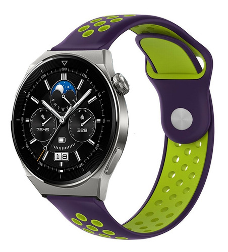 Correa Deportiva Transpirable Para Huawei Watch Gt3 Pro 46mm Violeta/verde 2.2 Cm