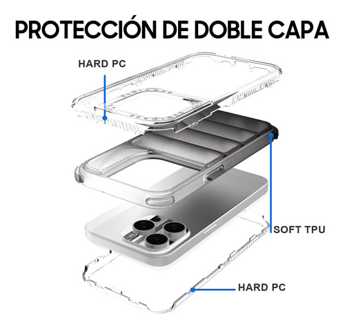 Funda Transparente Acolchonada Antigolpes Para Smartphone Negro Iphone 12 / 12 Pro