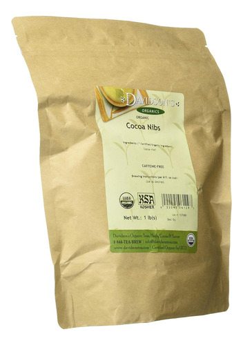 Davidson's Organics, Nibs De Cacao, Cacao De Hojas Sueltas,