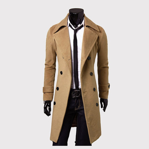 Gabardina De Invierno Para Hombre Abrigo De Solapa Ajustado